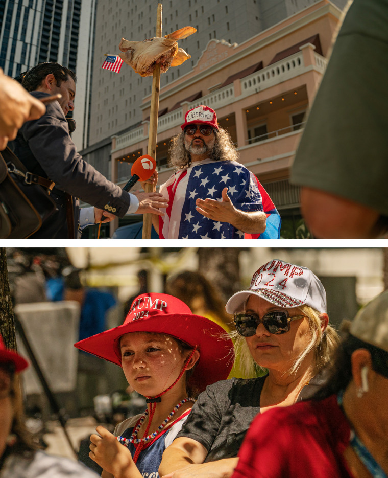 Trump supporters outside the courthouse.