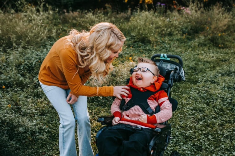 Grayson Morse with his mother.