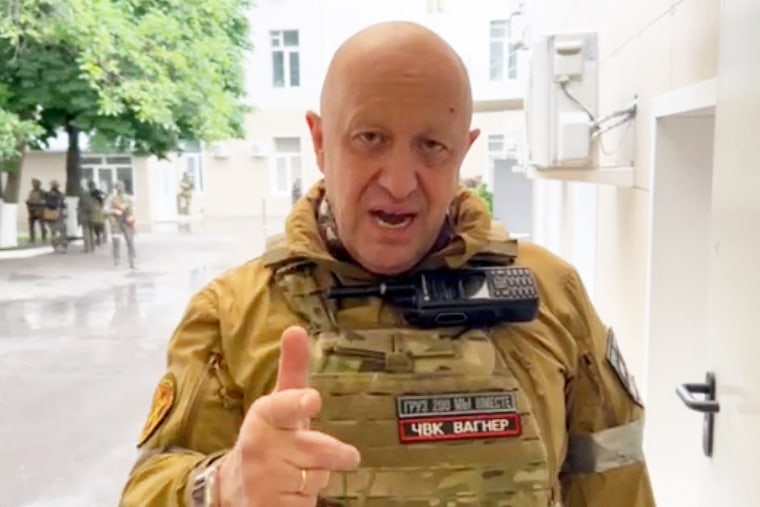 Yevgeny Prigozhin speaks inside the headquarters of the Russian southern military district in Rostov-on-Don, Russia