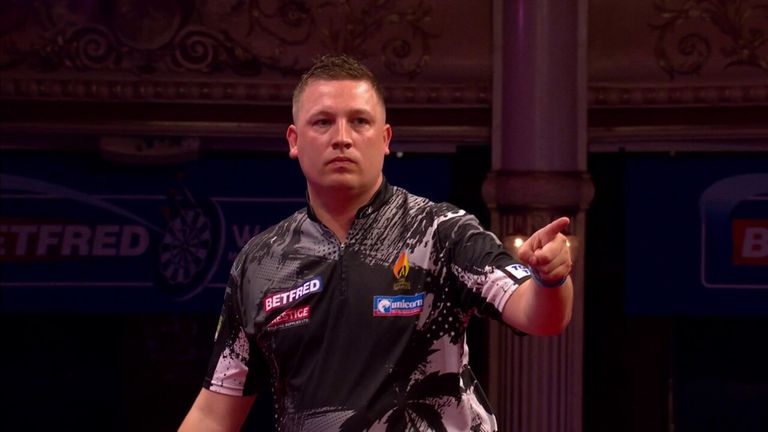 Dobey took a two-leg lead over Aspinall in the early stages with this 140 checkout