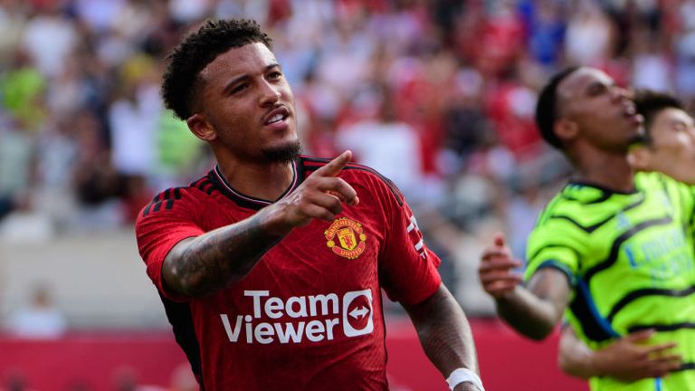 Jadon Sancho doubles Man Utd's lead over Arsenal