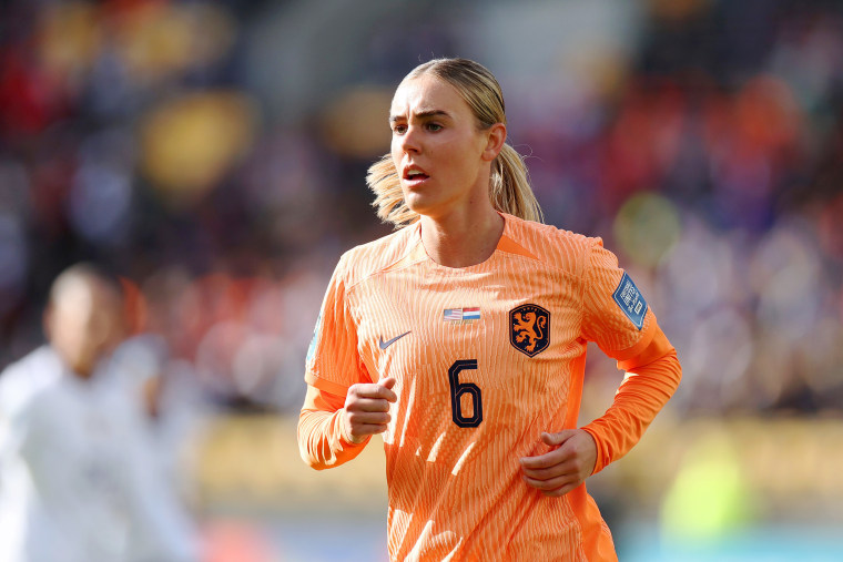 WELLINGTON, NEW ZEALAND - JULY 27: Jill Roord of Netherlands looks on during the FIFA Women's World Cup Australia & New Zealand 2023 Group E match between USA and Netherlands at Wellington Regional Stadium on July 27, 2023 in Wellington, New Zealand.