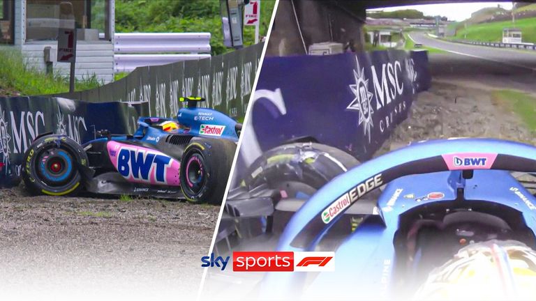 Alpine driver Pierre Gasly brings up the red flag, ending practice two after a lock up sends him straight into the barriers