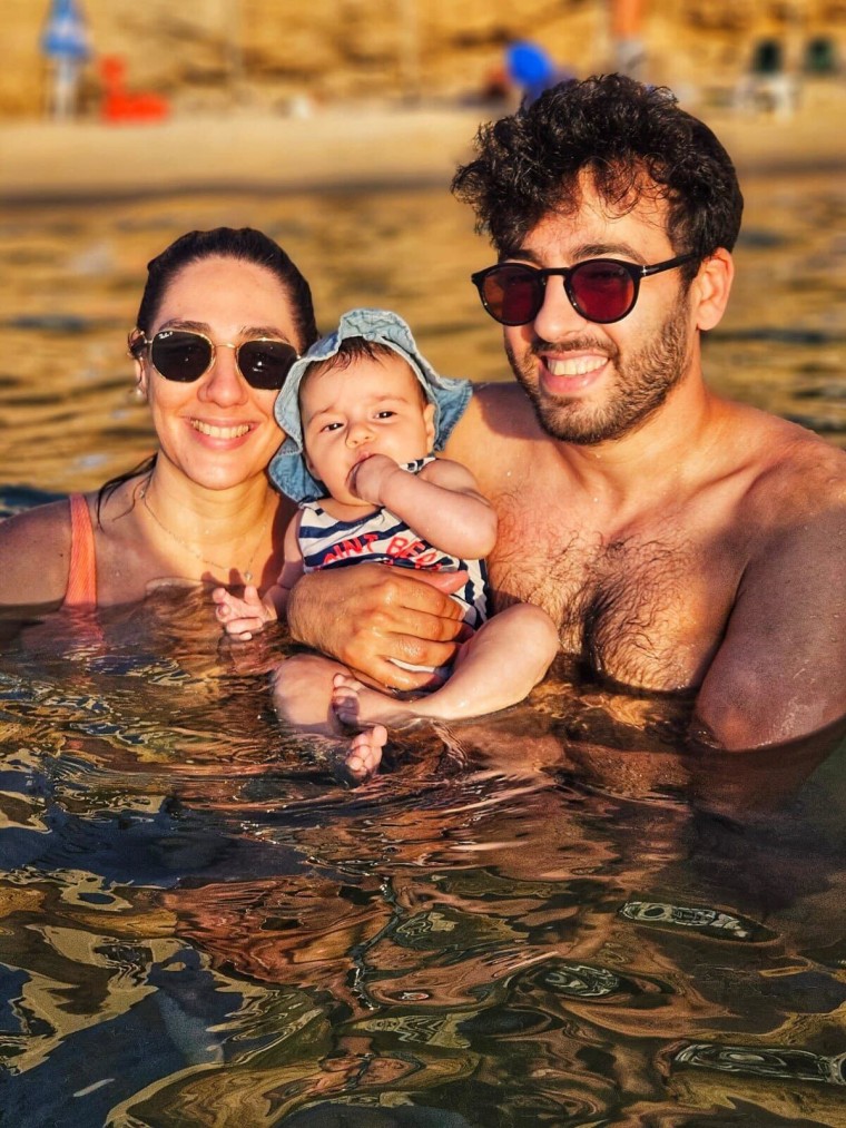 Celine Ben David Nagar, Ido Nagar and their 6-month-old baby, Ellie. The community has rallied with milk supplies after Celine went missing, feared kidnapped.