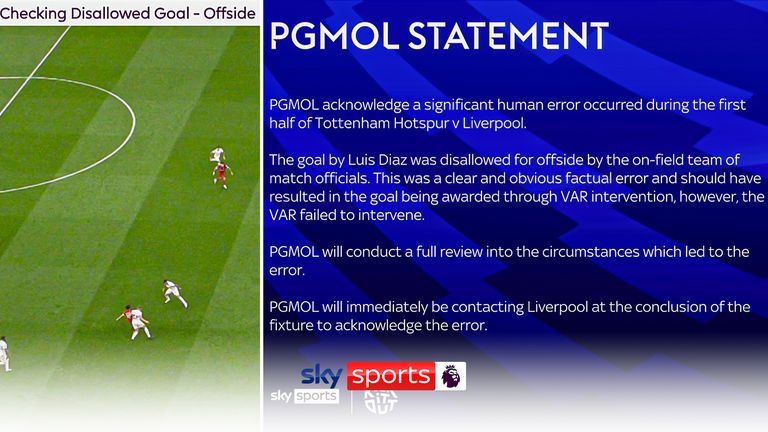 PGMOL make a statement about their error with Luis Diaz's offside decision 