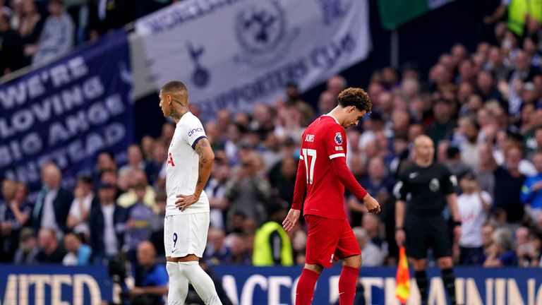 Gary Neville and Jamie Redknapp felt Liverpool's Curtis Jones was unfortunate to be given a straight red card for his challenge on Yves Bissouma.