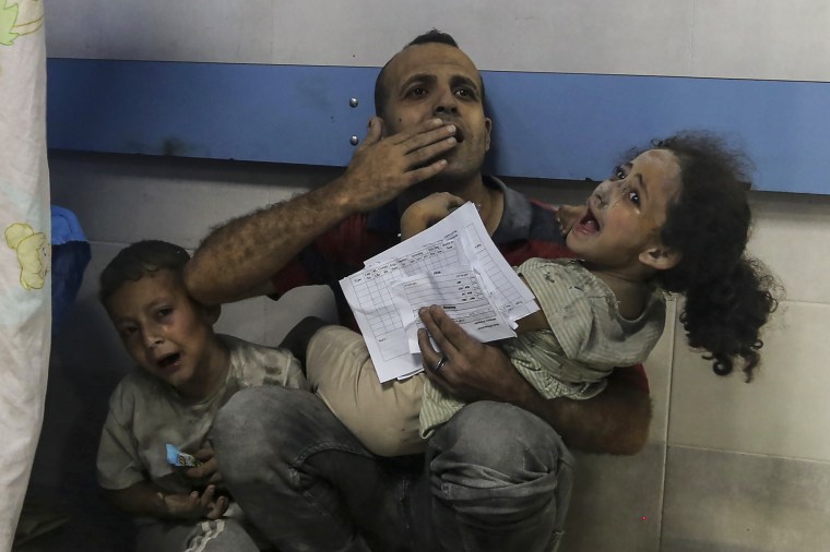 Wounded people at al-Shifa hospital in Gaza City.