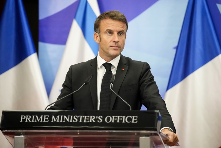 French President Emmanuel Macron in Jerusalem.