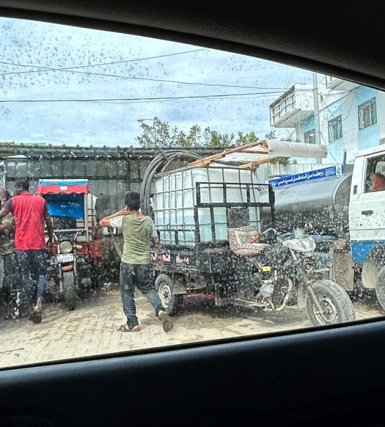 Image: A water tank in Az Zawayda, near central Gaza, on Tuesday.