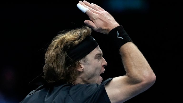 Alcaraz eases to win as ranting Rublev self-destructs at ATP Finals