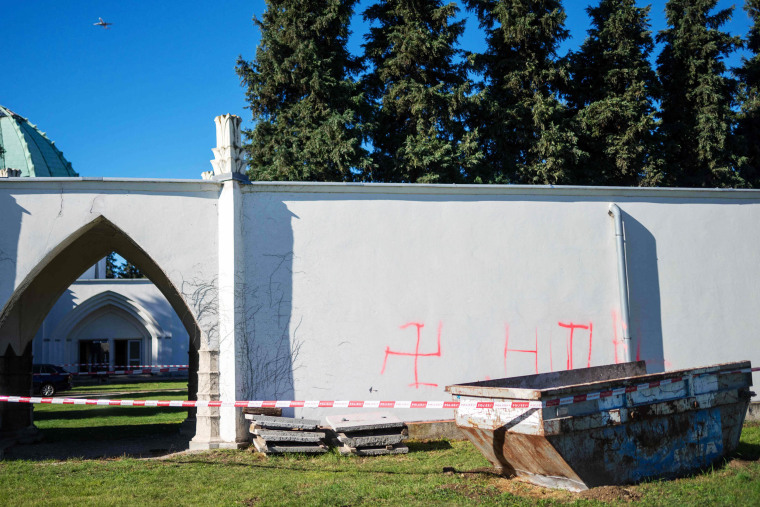 Austrian cemetary damaged swastikas