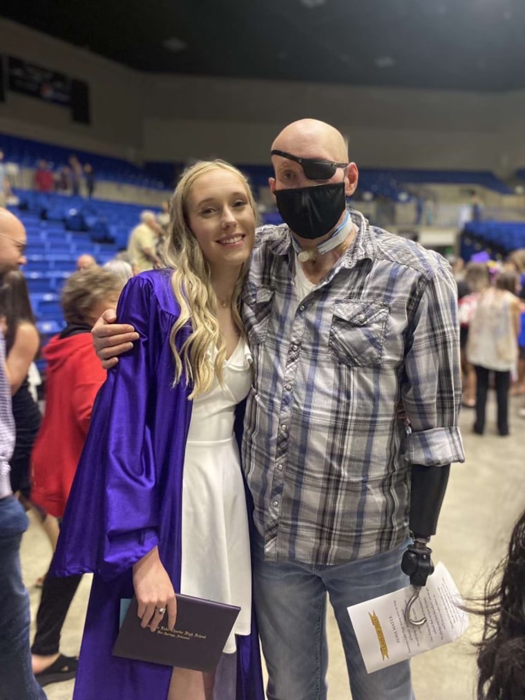 Aaron James with his daughter Allie before the operation.