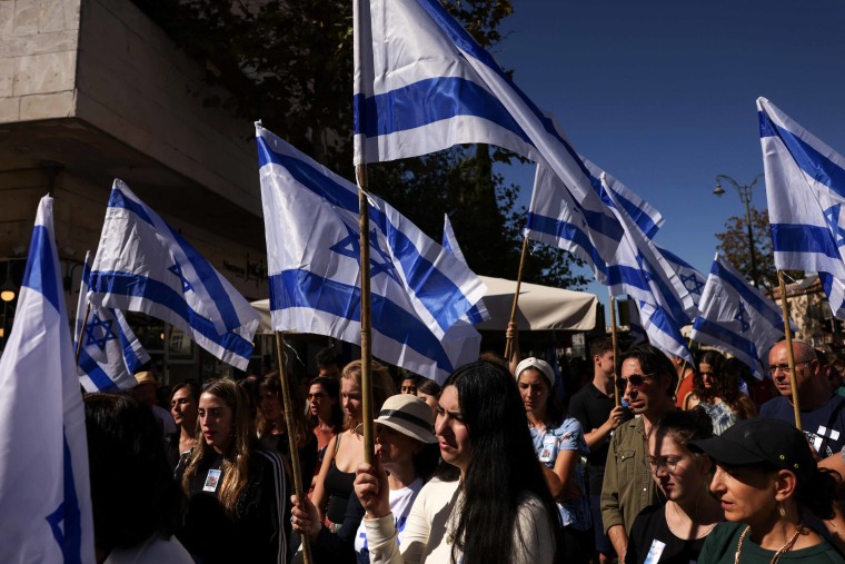 People remember the victims of the attack by the Palestinian Islamist group Hamas on October 7th, in Jerusalem 