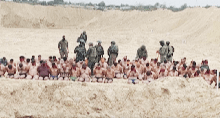 Stripped, blindfolded and ‘humiliated’: Images show dozens of men detained by Israeli forces in Gaza