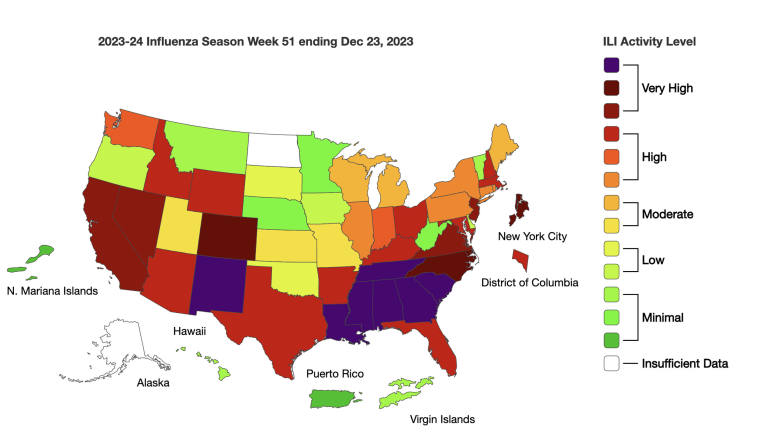 Flu is hitting hard in the Southeast and the West and other states should prepare, doctors warn