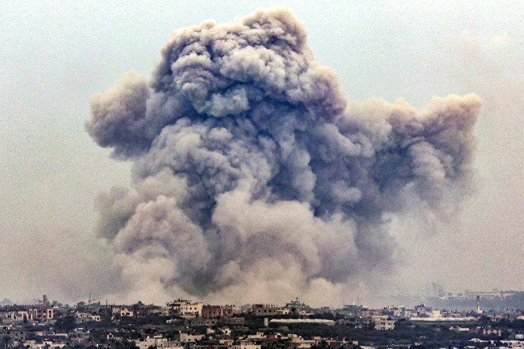 Smoke billows over Khan Younis in the southern Gaza strip during Israeli bombardment on Jan. 2, 2024.