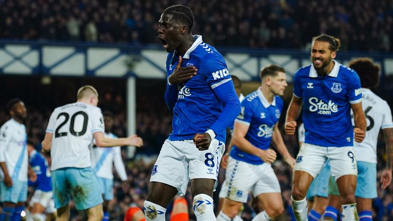 All three of Amadou Onana’s Premier League goals for Everton have been headers