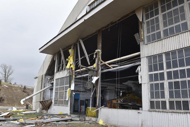 Photos Show Damage to Wright-Patterson Air Force Base Following Suspected Tornado