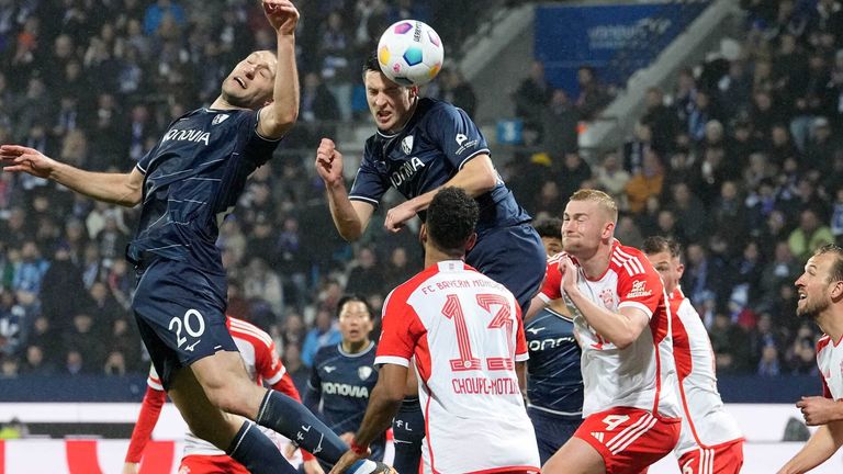 Keven Schlotterbeck rises to head Bochum in front against Bayern Munich