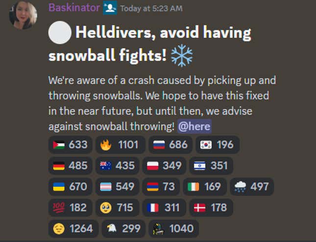 Throwing A Snowball Can Crash Helldivers 2, Devs Suggest You Don’t