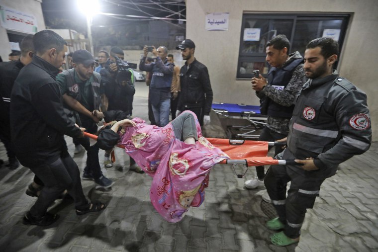 A Palestinian wounded in the Israeli bombardment of the Gaza Strip 