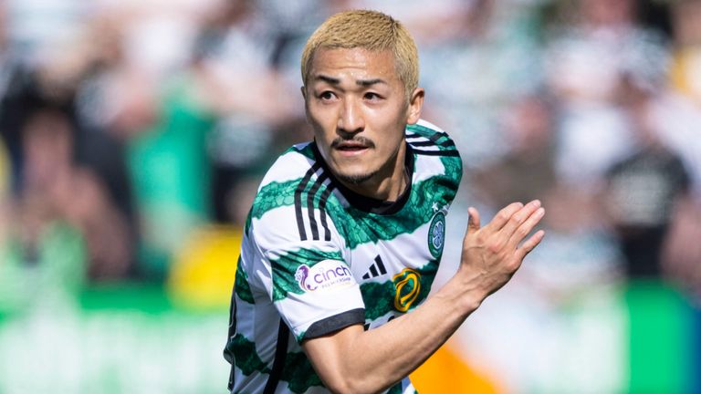 LIVINGSTON, SCOTLAND - MARCH 31: Celtic's Daizen Maeda in action during a cinch Premiership match between Livingston and Celtic at Tony Macaroni Arena, on March 31, 2024, in Livingston, Scotland. (Photo by Paul Devlin / SNS Group)