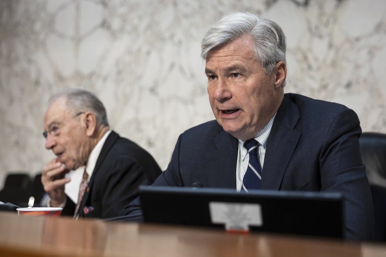 Senate Budget Committee Ranking Member Chuck Grassley, R-Iowa, left, and Chair Sheldon Whitehouse