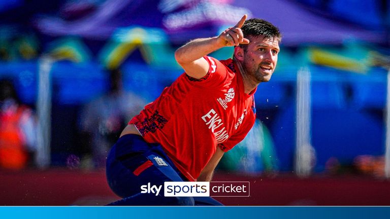 England's Mark Wood celebrates