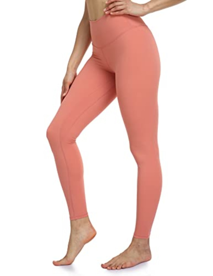 Colorfulkoala Women's Buttery Soft High Waisted Yoga Pants Full-Length Leggings(M, Coral Pink)