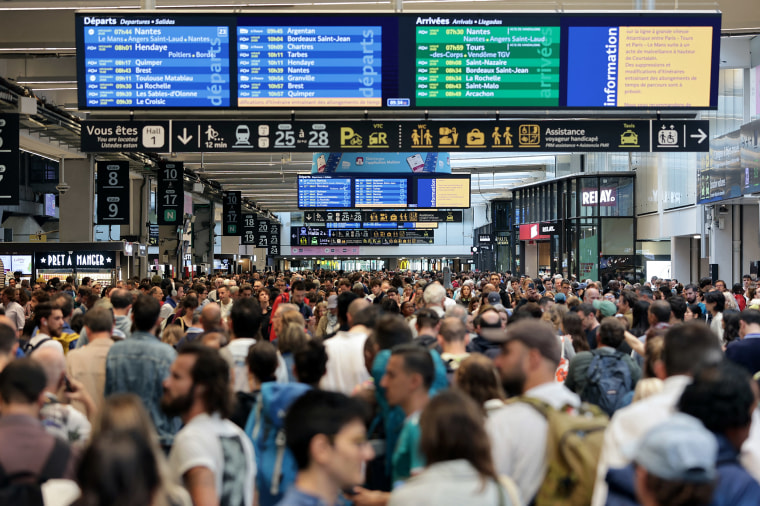 Arson attack on French rail network brings travel chaos ahead of Olympic opening ceremony