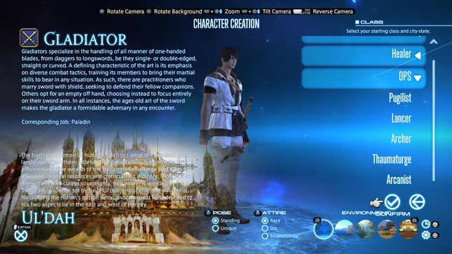 A screenshot shows a class selection screen.