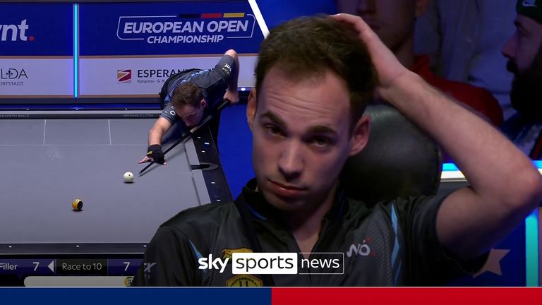 The crowd were stunned as Joshua Filler missed a routine 9-ball to take the lead against Mustafa Alnar at the European Open Championship