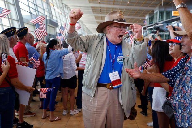 Nearly 100 Veterans Get Rousing Welcome Back After Three-Day Trip to DC Honoring Their Service