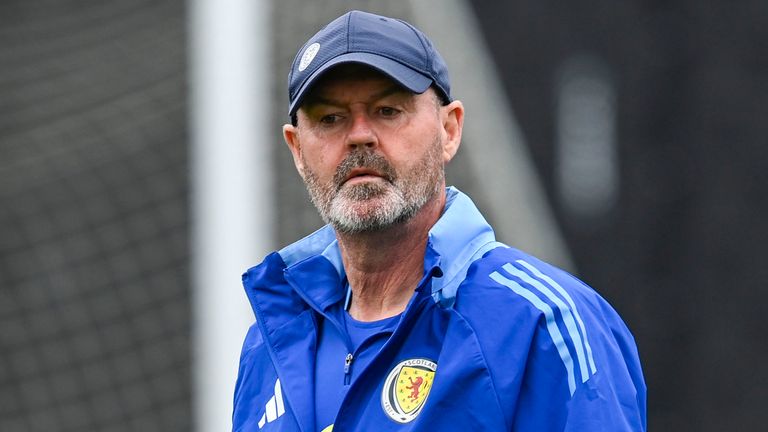 GLASGOW, SCOTLAND - SEPTEMBER 07: Scotland head coach Steve Clarke during a Scotland training session at The City Stadium, on September 07, 2024, in Glasgow, Scotland. (Photo by Rob Casey / SNS Group)